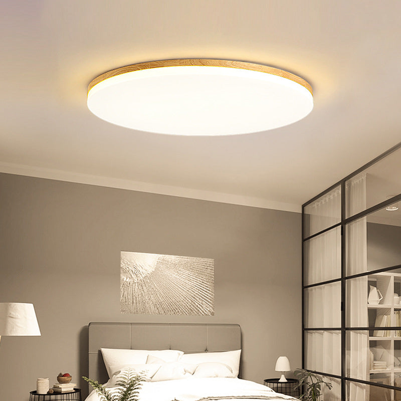 Geometry Shape LED Ceiling Lamp Modern Wooden 1 Light Flush Mount for Living Room