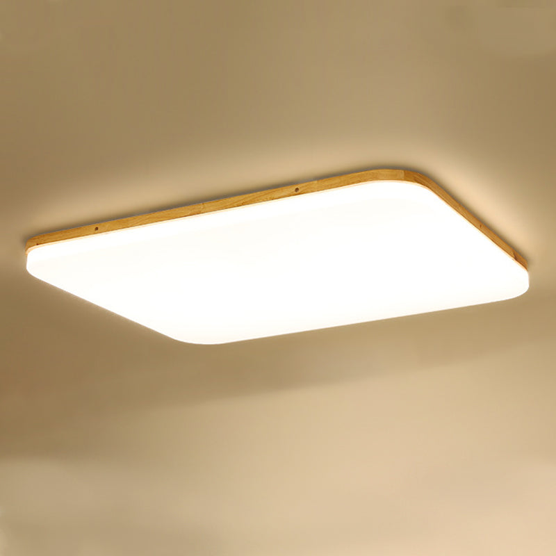 Geometry Shape LED Ceiling Lamp Modern Wooden 1 Light Flush Mount for Living Room