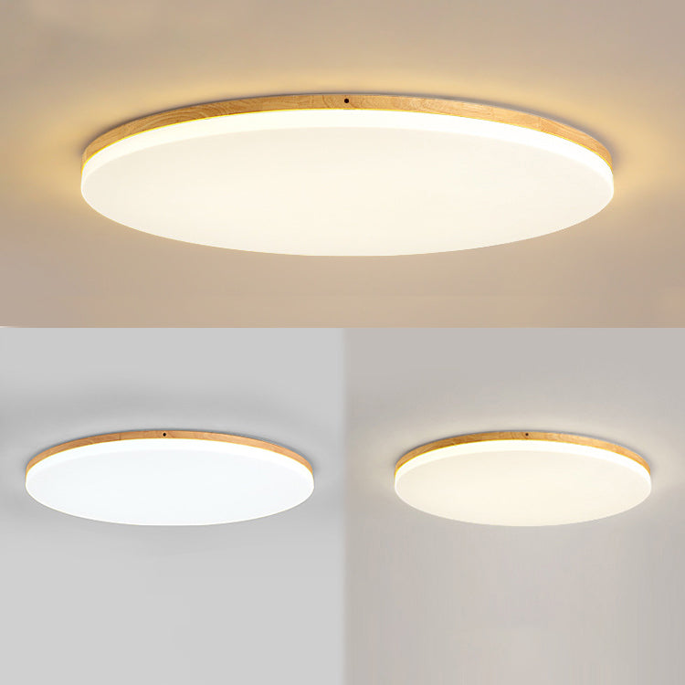 Geometry Shape LED Ceiling Lamp Modern Wooden 1 Light Flush Mount for Living Room