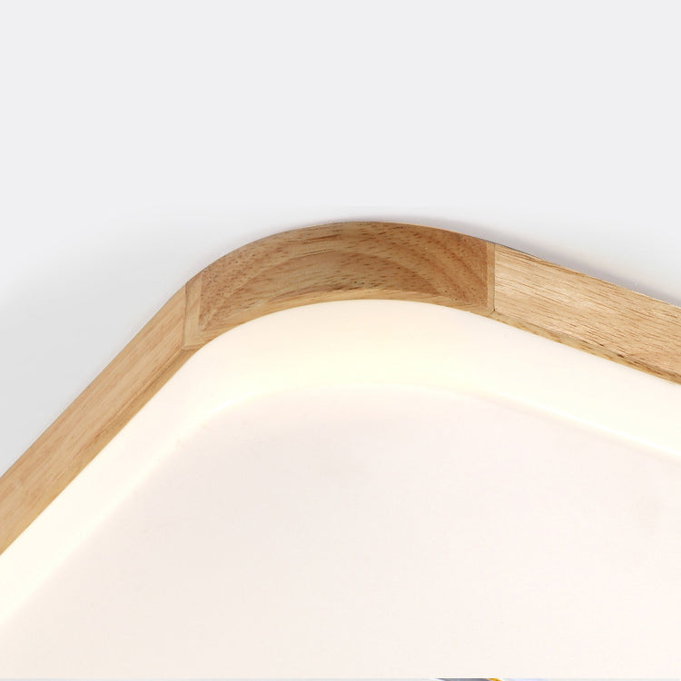 Geometry Shape LED Ceiling Lamp Modern Wooden 1 Light Flush Mount for Living Room