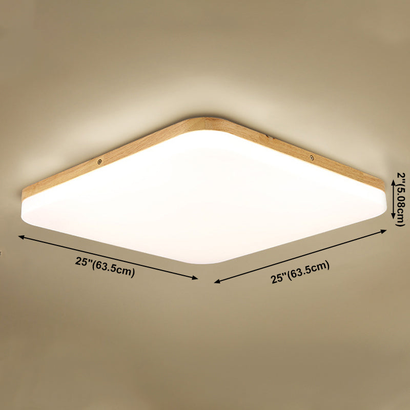 Geometry Shape LED Ceiling Lamp Modern Wooden 1 Light Flush Mount for Living Room