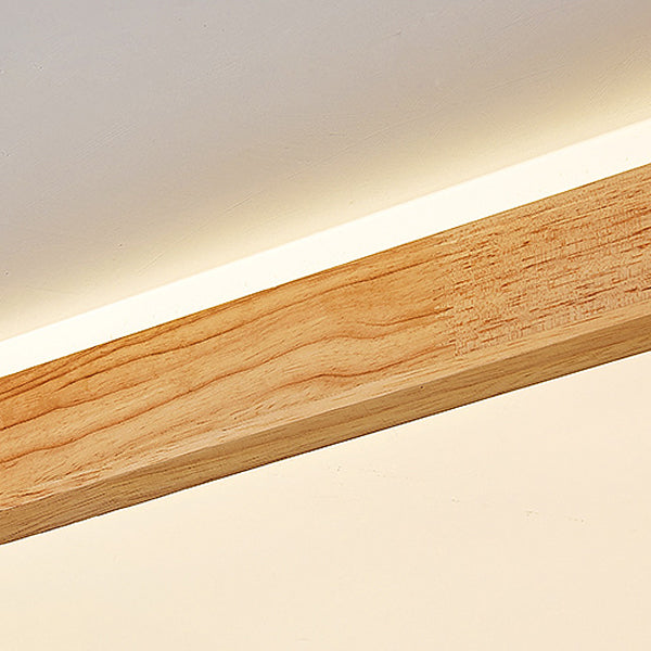 Lámpara de techo LED con forma geométrica, madera moderna, 1 luz, montaje empotrado para pasillo de dormitorio