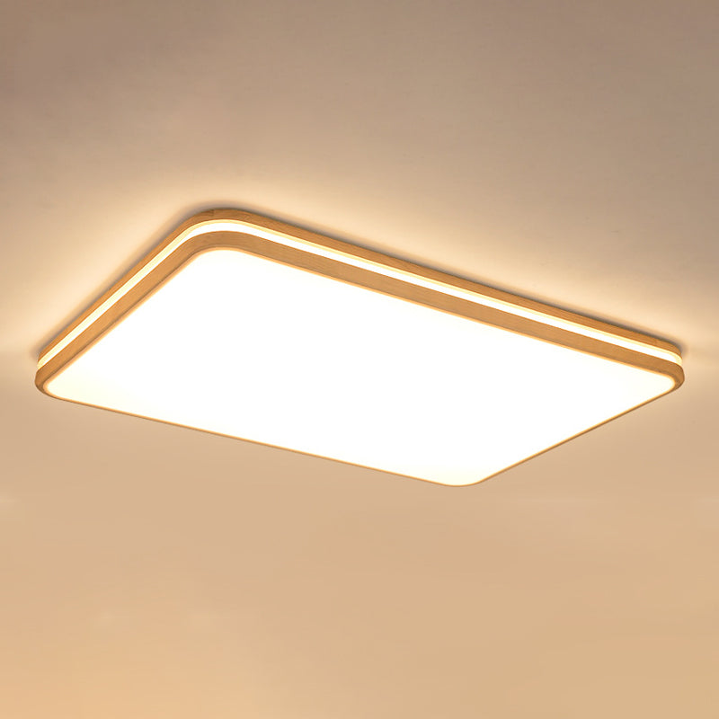 Geometry Shape LED Ceiling Lamp Modern Wood 1 Light Flush Mount for Dining Room Aisle