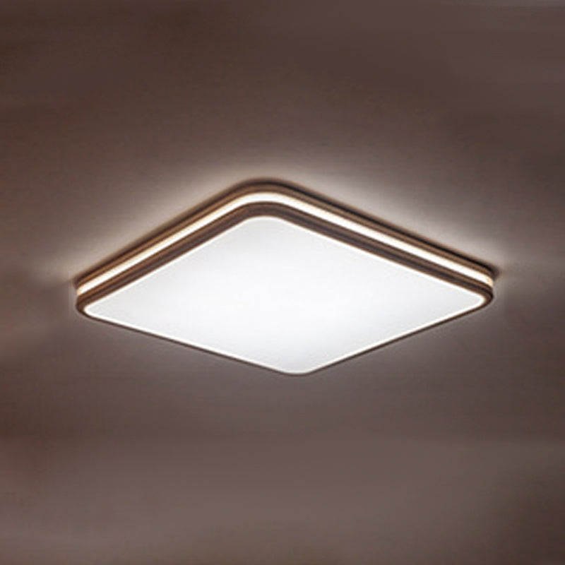 Geometry Shape LED Ceiling Lamp Modern Wood 1 Light Flush Mount for Dining Room Aisle