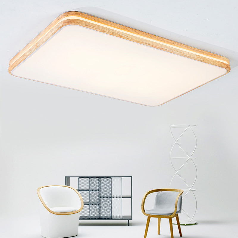 Geometry Shape LED Ceiling Lamp Modern Wood 1 Light Flush Mount for Dining Room Aisle