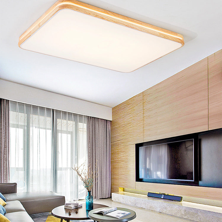 Geometry Shape LED Ceiling Lamp Modern Wood 1 Light Flush Mount for Dining Room Aisle