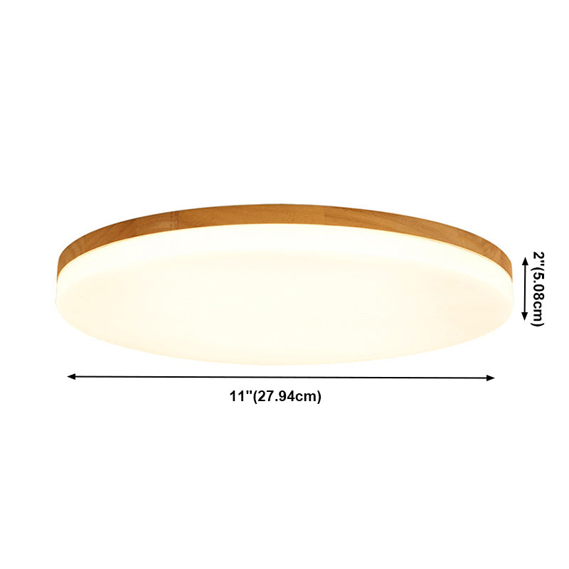LED-plafondlamp met ronde vorm, modern hout, 1 licht, inbouw voor gangpad-eetkamer