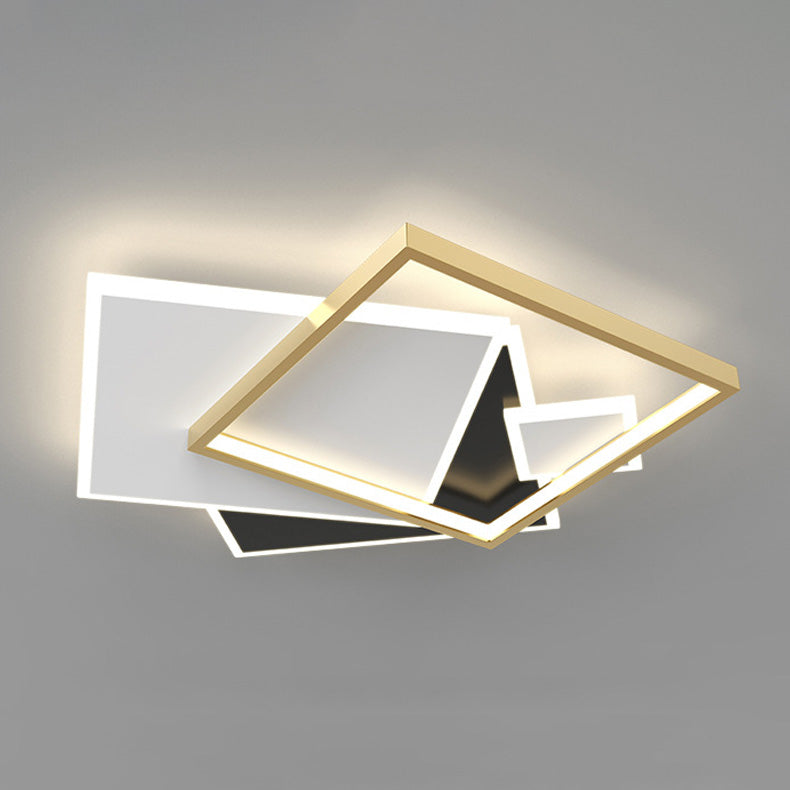 Moderna lampada da soffitto quadrata in ferro laccato a LED con montaggio a incasso e paralume in acrilico