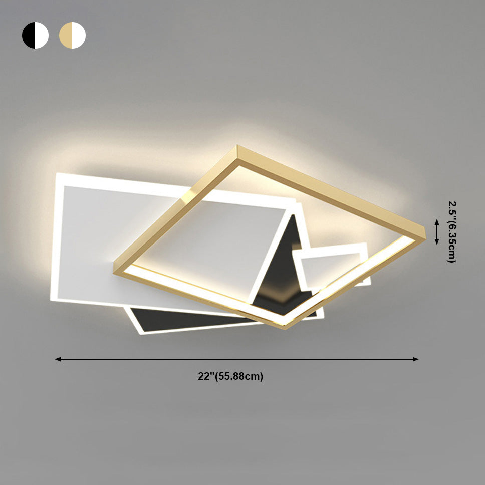 Moderna lampada da soffitto quadrata in ferro laccato a LED con montaggio a incasso e paralume in acrilico
