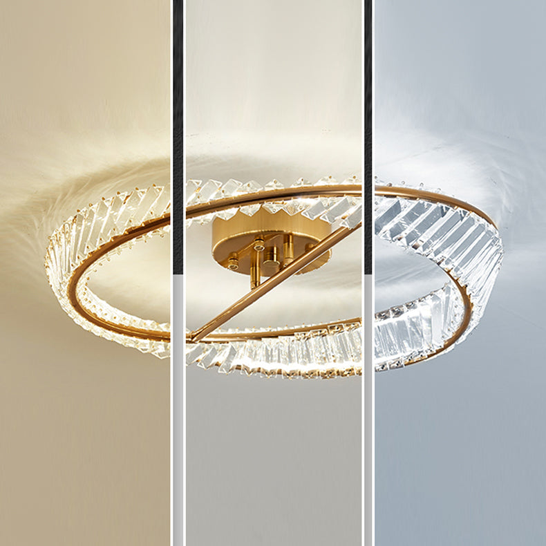 Luz de techo LED de metal electrochapado en montaje empotrado circular de cristal de estilo creativo moderno en oro