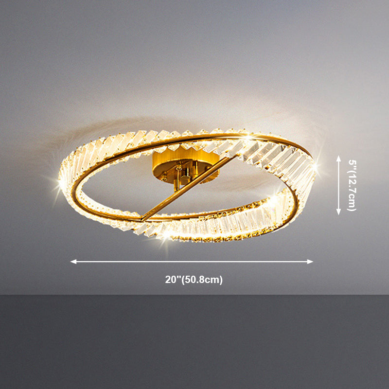 Plafonnier LED en métal galvanisé, style créatif moderne, montage circulaire en cristal, doré
