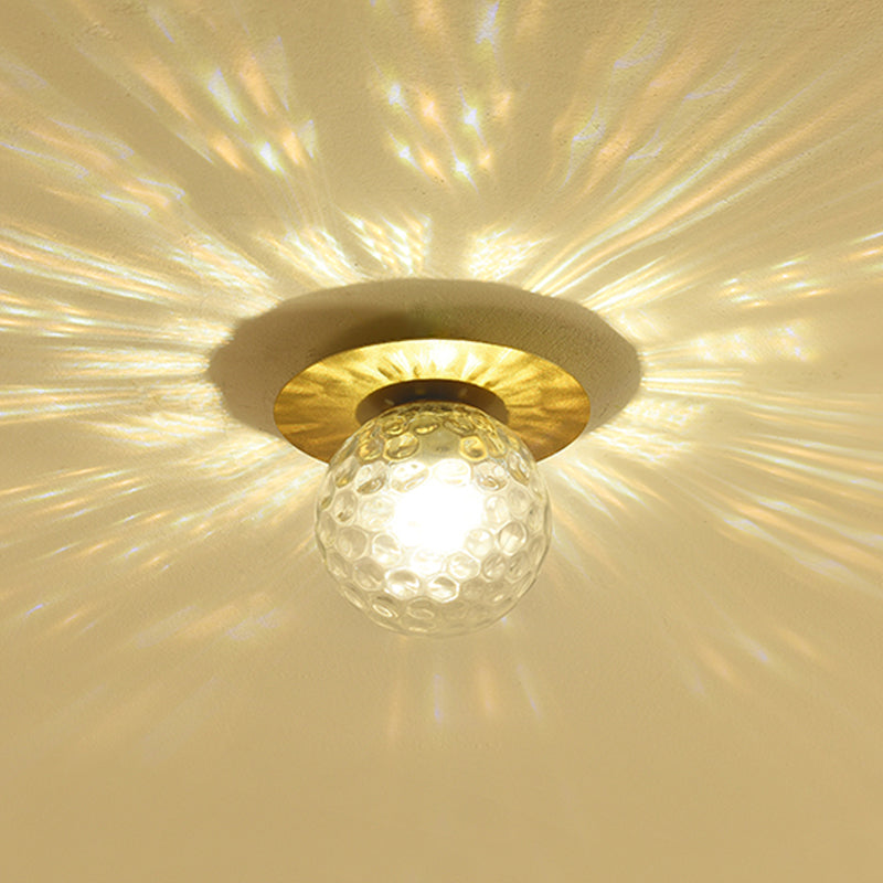 Modern Concise Globe Flush Mount Lacquered Iron Ceiling Light with Glass Shade
