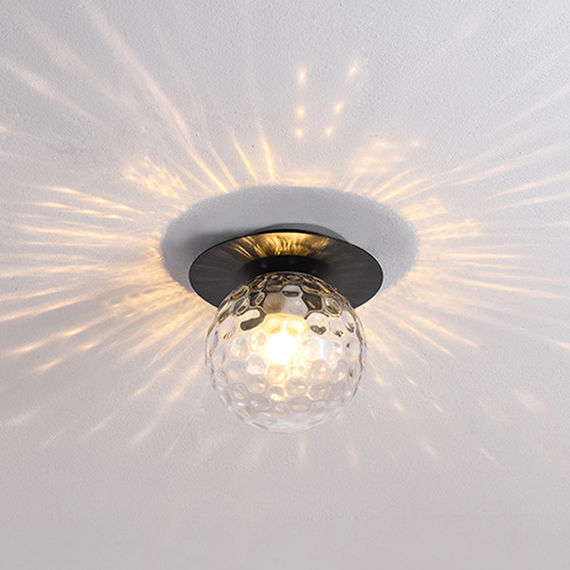 Modern Concise Globe Flush Mount Lacquered Iron Ceiling Light with Glass Shade