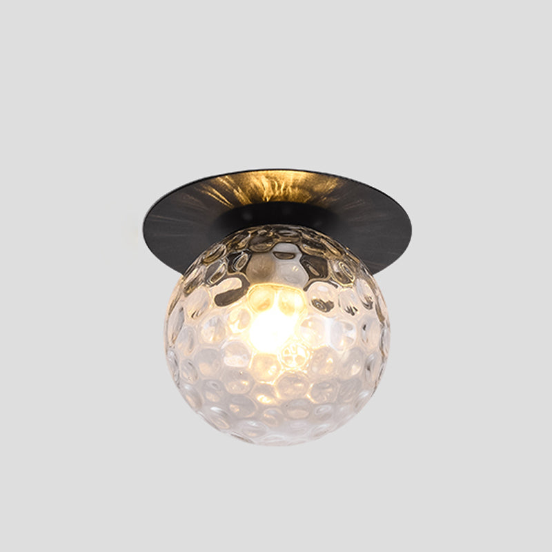 Modern Concise Globe Flush Mount Lacquered Iron Ceiling Light with Glass Shade