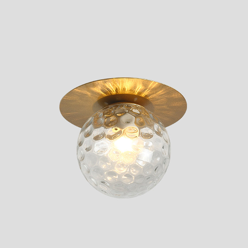 Modern Concise Globe Flush Mount Lacquered Iron Ceiling Light with Glass Shade