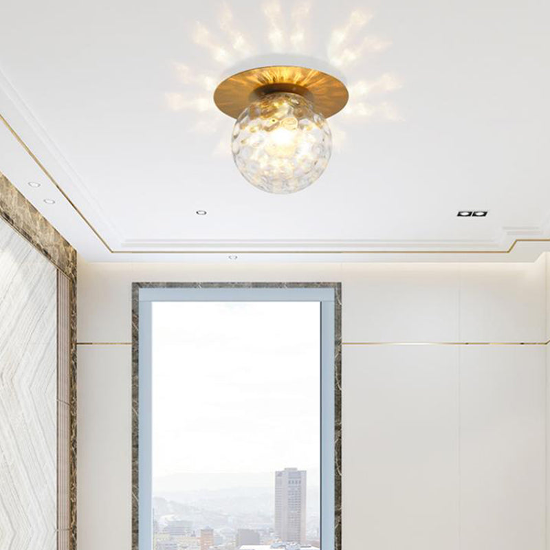 Modern Concise Globe Flush Mount Lacquered Iron Ceiling Light with Glass Shade