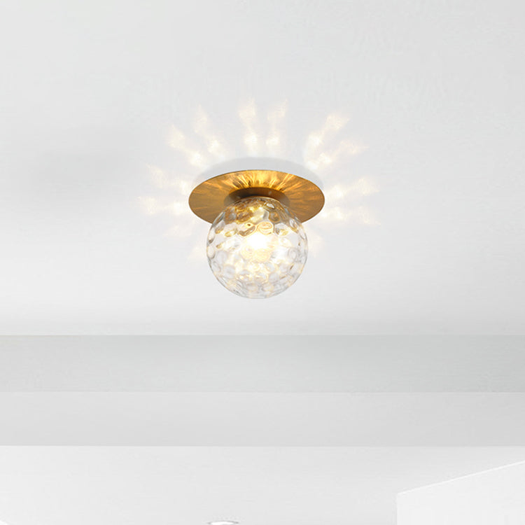 Modern Concise Globe Flush Mount Lacquered Iron Ceiling Light with Glass Shade