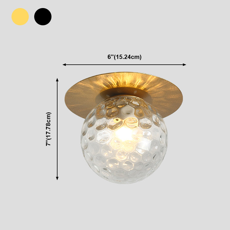 Modern Concise Globe Flush Mount Lacquered Iron Ceiling Light with Glass Shade