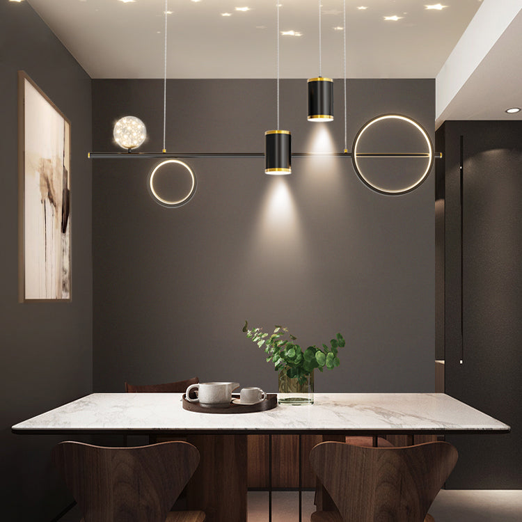 5-Light Modern Kitchen Pendant Lights Linear Metal Island Lighting Ideas