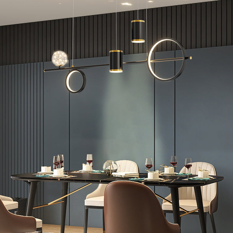 5-Light Modern Kitchen Pendant Lights Linear Metal Island Lighting Ideas