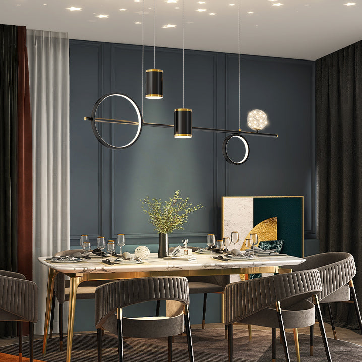 5-Light Modern Kitchen Pendant Lights Linear Metal Island Lighting Ideas