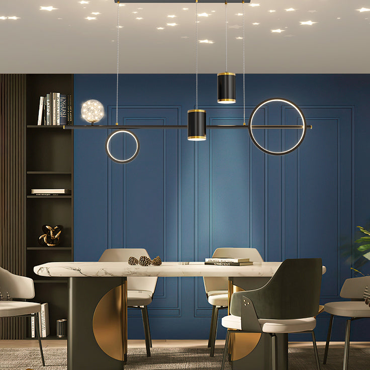 5-Light Modern Kitchen Pendant Lights Linear Metal Island Lighting Ideas