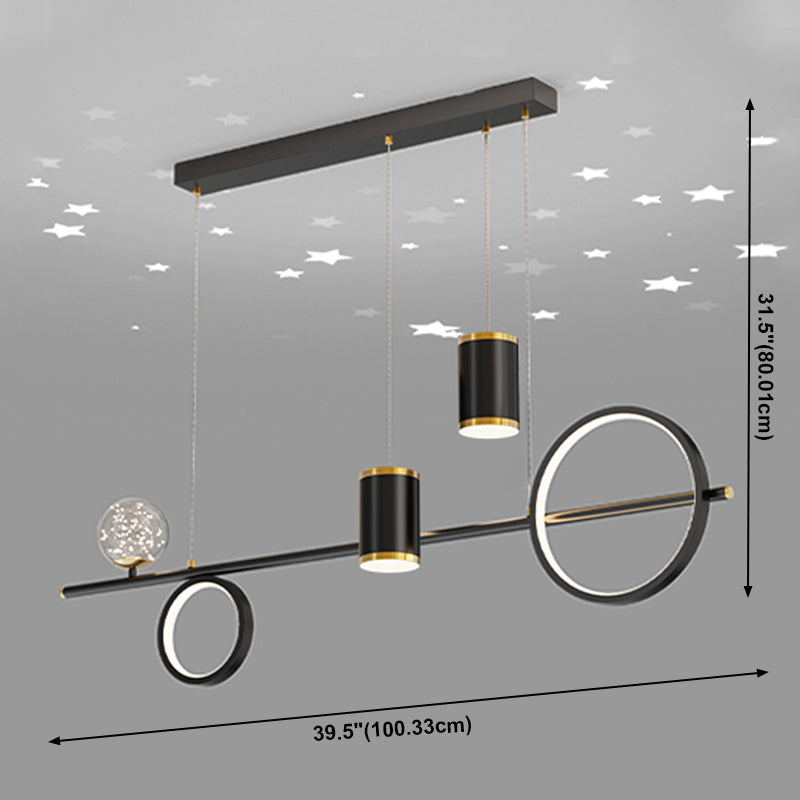 5-Light Modern Kitchen Pendant Lights Linear Metal Island Lighting Ideas