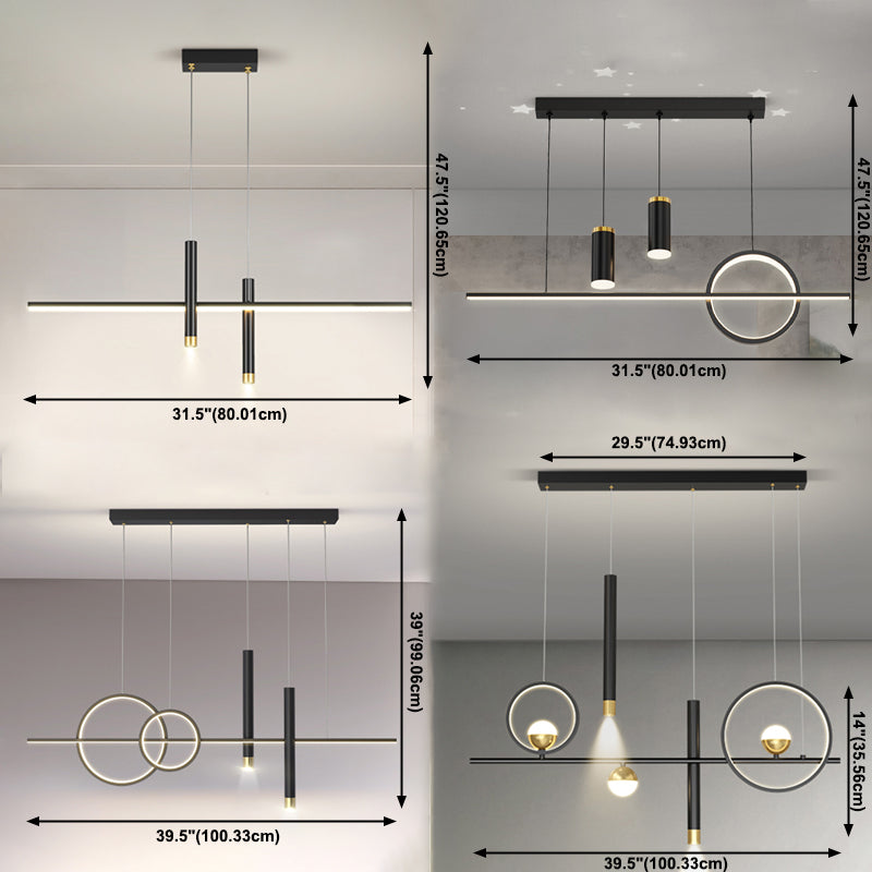 Modern Linear Island Chandelier Lights Metal Pendant Lighting Fixtures
