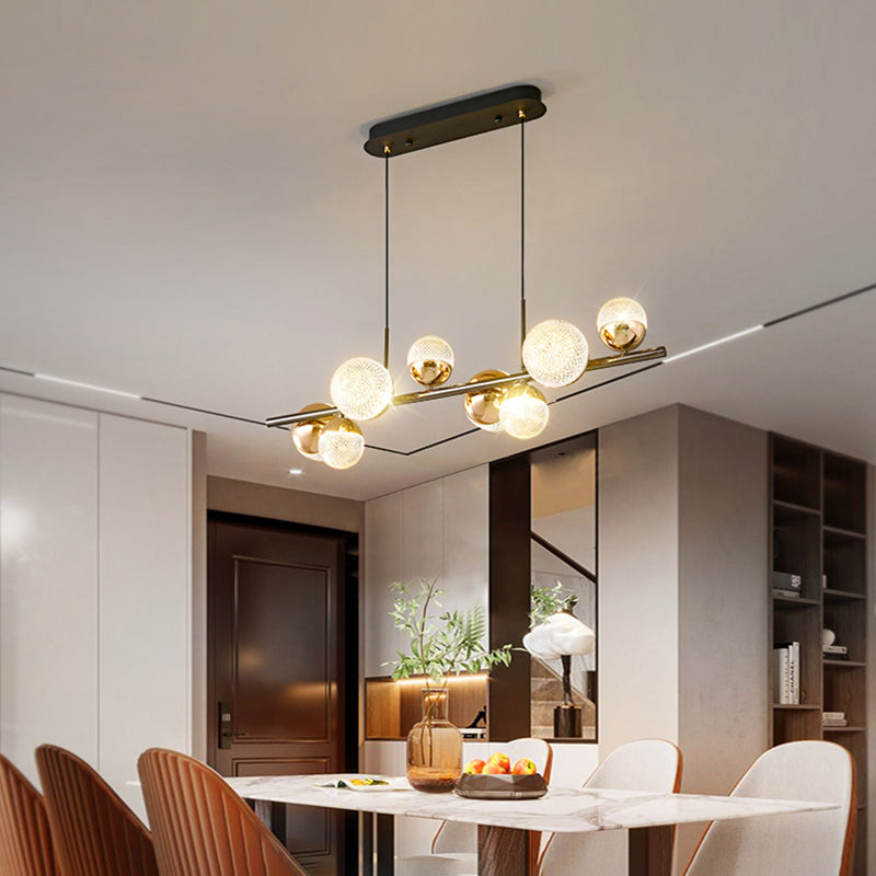 8-Light Globe Island Light Fixtures Modern Metal Kitchen Pendant Lights with Acrylic Shade