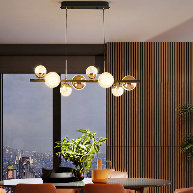 8-Light Globe Island Light Fixtures Modern Metal Kitchen Pendant Lights with Acrylic Shade