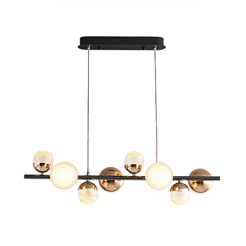 8-Light Globe Island Light Fixtures Modern Metal Kitchen Pendant Lights with Acrylic Shade