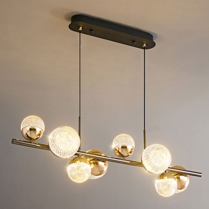 8-Light Globe Island Light Fixtures Modern Metal Kitchen Pendant Lights with Acrylic Shade