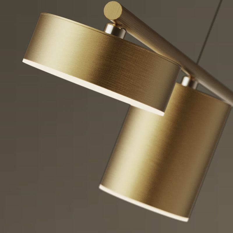 Cylinder Island Lights Modern Metal 4 Light Island Lighting in Gold