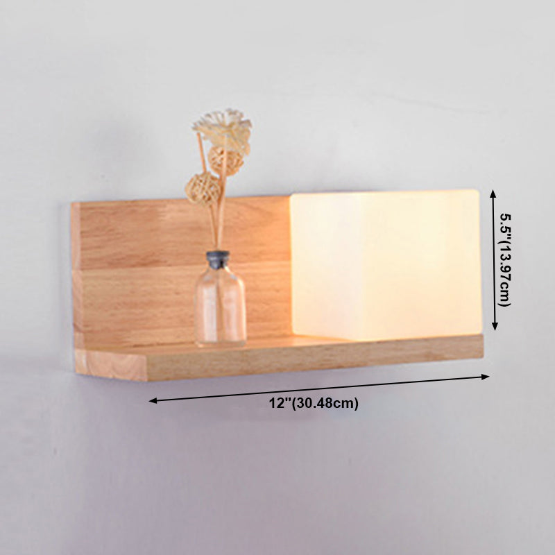 Wood and Glass Geometric Wall Mounted Lamps Contemporary Multi Lights Wall Light Sconce
