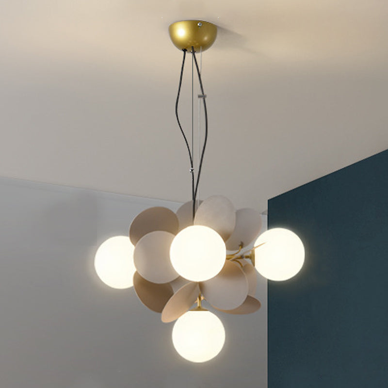 Moderne stijl bol plafond hanglamp multi -lichten melkglas kroonluchter verlichting