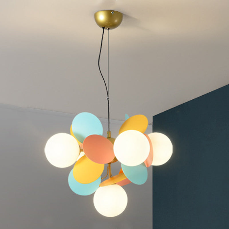 Moderne stijl bol plafond hanglamp multi -lichten melkglas kroonluchter verlichting