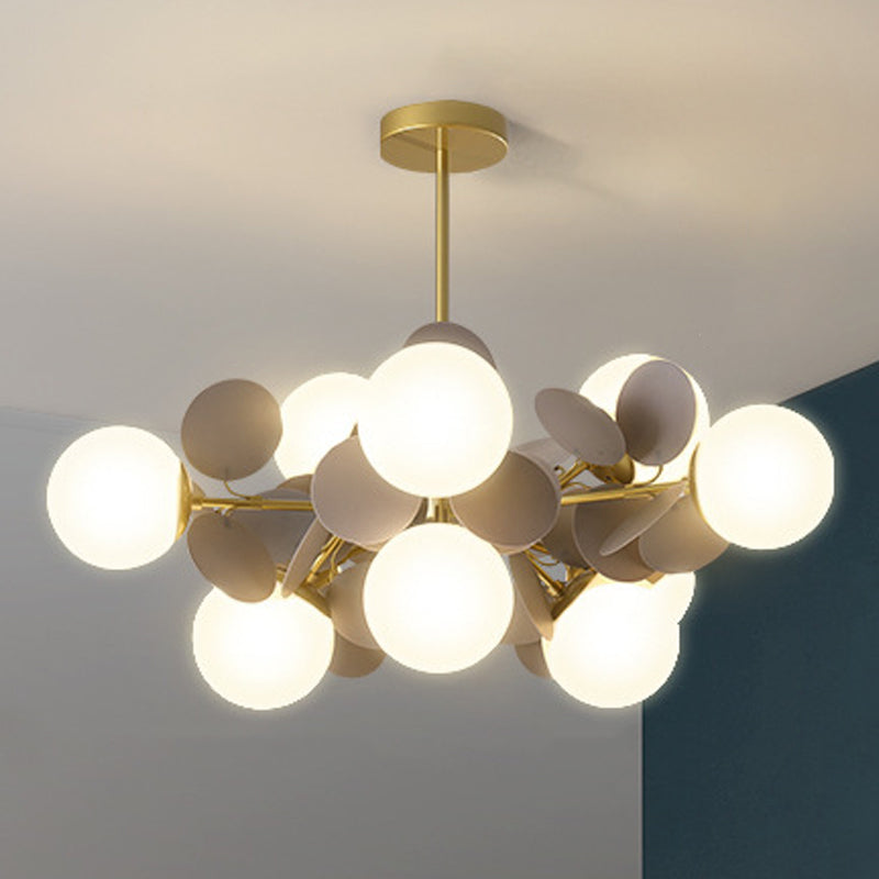 Moderne stijl bol plafond hanglamp multi -lichten melkglas kroonluchter verlichting