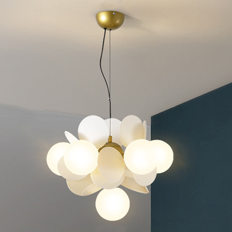 Moderne stijl bol plafond hanglamp multi -lichten melkglas kroonluchter verlichting