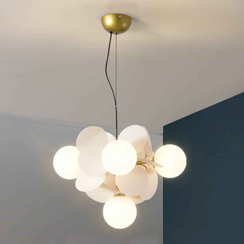Moderne stijl bol plafond hanglamp multi -lichten melkglas kroonluchter verlichting