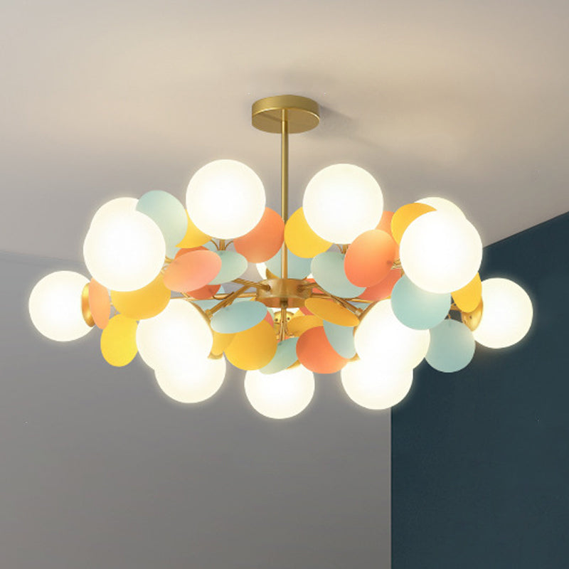 Moderne stijl bol plafond hanglamp multi -lichten melkglas kroonluchter verlichting