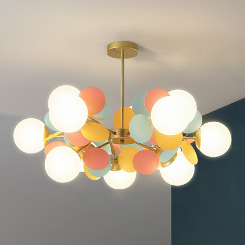Moderne stijl bol plafond hanglamp multi -lichten melkglas kroonluchter verlichting