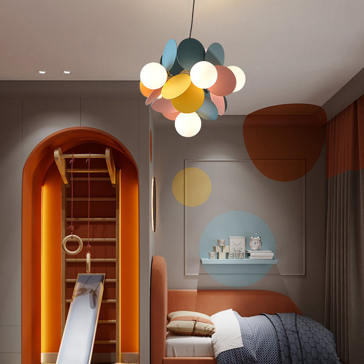 Moderne stijl bol plafond hanglamp multi -lichten melkglas kroonluchter verlichting