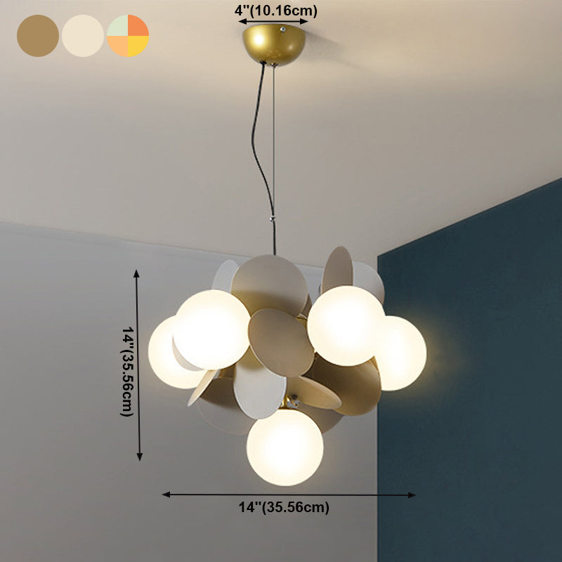 Moderne stijl bol plafond hanglamp multi -lichten melkglas kroonluchter verlichting