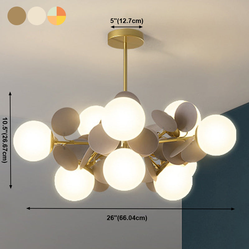 Moderne stijl bol plafond hanglamp multi -lichten melkglas kroonluchter verlichting