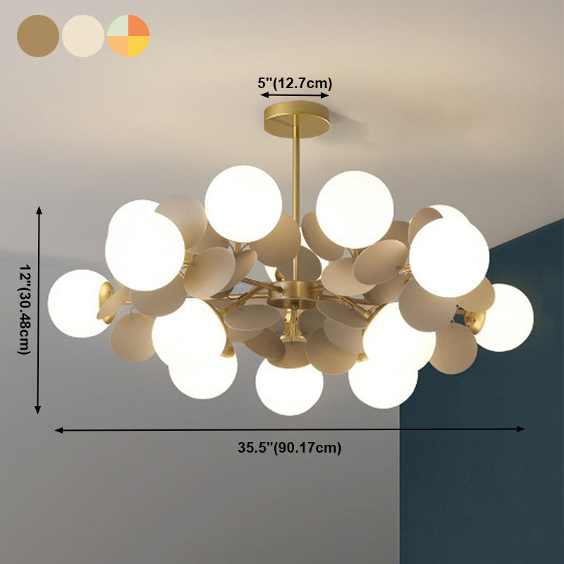 Moderne stijl bol plafond hanglamp multi -lichten melkglas kroonluchter verlichting