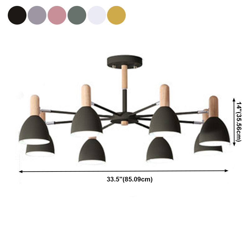 Multi -lichten conische hangende verlichtingsarmaturen moderne stijl metalen plafond kroonluchter