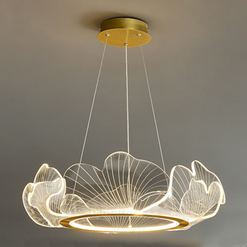 Circular Modern Style Pendant Light Fixture 1-Light Acrylic Ceiling Suspension Light