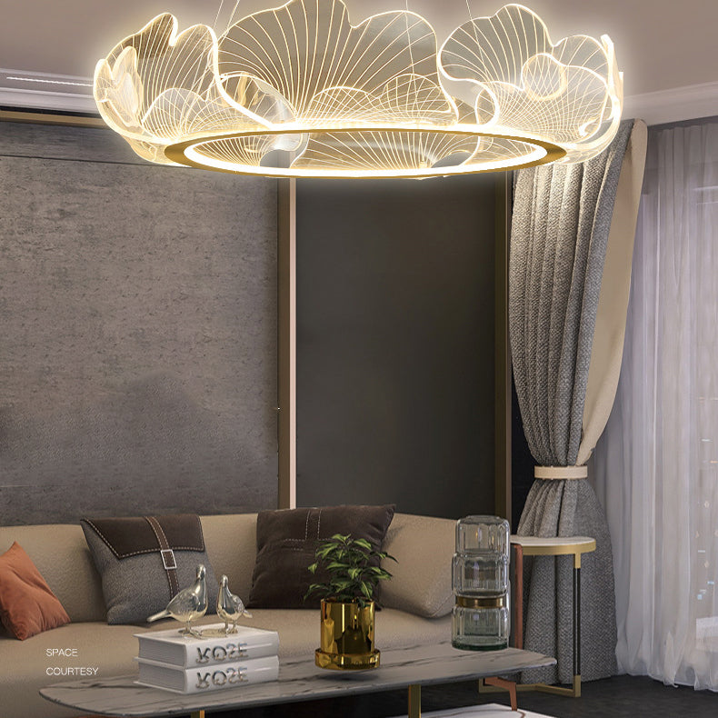 Circular Modern Style Pendant Light Fixture 1-Light Acrylic Ceiling Suspension Light
