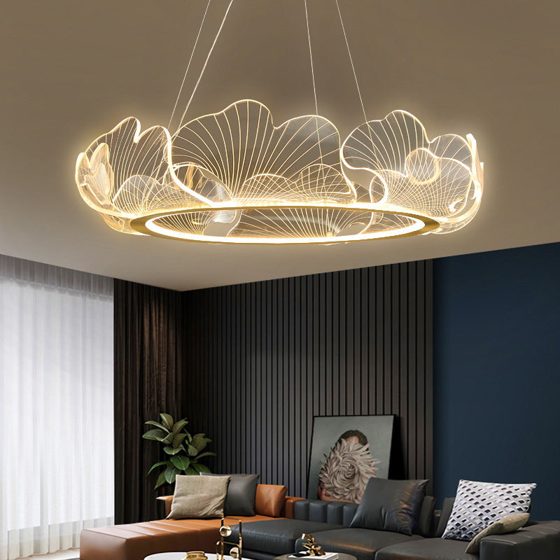 Circular Modern Style Pendant Light Fixture 1-Light Acrylic Ceiling Suspension Light