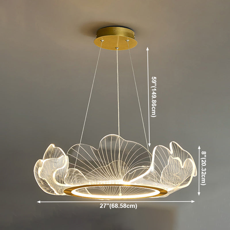 Circular Modern Style Pendant Light Fixture 1-Light Acrylic Ceiling Suspension Light